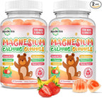 Magnesium Gummies for Kids - Magnesium Glycinate Gummies with L-Theanine, Vitamin B6, D3 for Kids & Adults Sleep, Calm, Relaxation, Brain, Bones, Muscle Relief, Sugar Free Banana & Strawberry 120ct