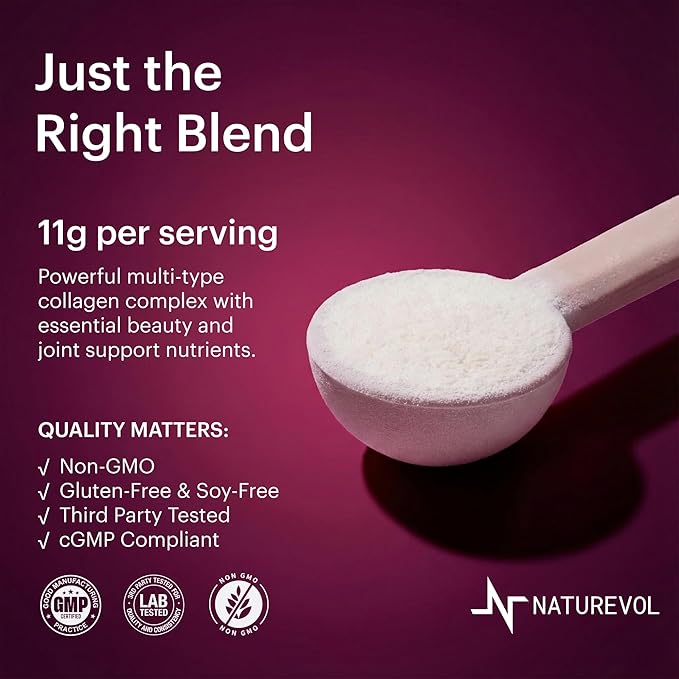 Multi Collagen Peptides Powder – Hydrolyzed Types I, II, III, V, X with Biotin, Vitamin C & Hyaluronic Acid | Hair, Skin & Joints Support for Women & Men | Unflavored - 1 lb (41 Servings)