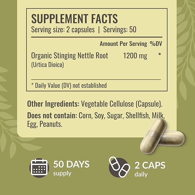 HERBAMAMA Stinging Nettle Capsules - 1200mg Stinging Nettle Root Extract for Urinary Tract Support - Vegan, Non-GMO Urtica Dioica Supplement