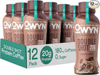 OWYN Only What You Need Double Shot Mocha Latte Flavored Protein Shake, 20g Protein, 0g Sugar, 3g Fiber, 180mg Caffeine, Dairy Free, Plant Based Protein Drink, 12 Count