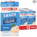 Bumble Bee Snack On The Run! Protein Snack Pack - 8g Protein per Box - Original Tuna Salad with Crackers Kit - Ready to Eat Easy-Open Can - Wild Caught MSC-Certified Tuna (Pack of 12)