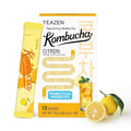 TEAZEN Citron Kombucha Tea, Hydration Drink Mix, Sugar Free, Live Probiotics & Prebiotics, 10 Sticks, 1.76oz