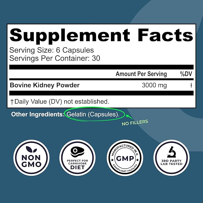 Left Coast Performance Grass Fed Beef Kidney Supplement –100% Grass Fed, Freeze Dried, Non-GMO, New Zealand Pasture Raised Beef Organ Supplement - DAO Enzyme and Histamine Support– 180 Capsules