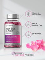 Horbäach Hair Skin and Nails Vitamins | 300 Softgels | with Biotin and Collagen | Infused with Argan Oil and Coconut Oil | Non-GMO, Gluten Free Supplement