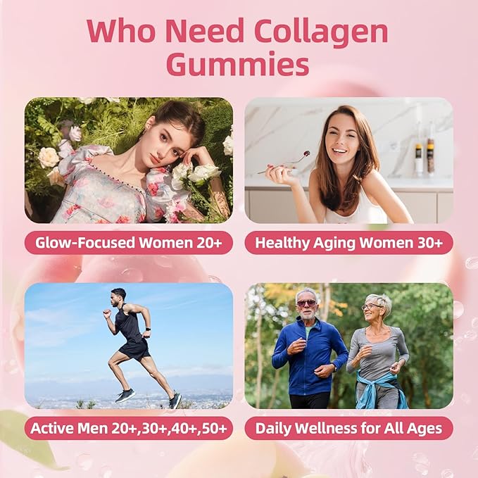 Collagen Gummies for Women & Men - Hydrolyzed Collagen Peptides Type I II III V X | 60 Cts with Biotin, Hyaluronic Acid & Vitamins C D B12 A E | Boost Skin Hair Nails, Bone, Digestive & Immune Health