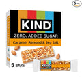 Kind Zero Added Sugar Healthy Snacks Bars, Caramel Almond & Sea Salt, Gluten Free, High Fiber, Keto Snacks, 5g Protein, 5 Count
