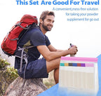 30Pcs Portable Protein Powder Travel Container Set, Reusable Powder Supplement Container To Go with 3Pcs Large Bags, 21Pcs Single-Dose Bags, 2Pcs Funnel & Spoon, Ideal for Gym & Travel