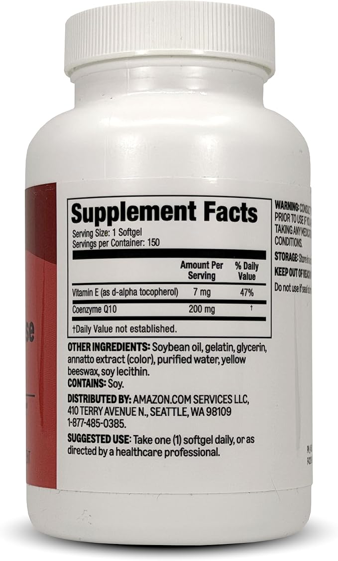 Amazon Basics Rapid Release CoQ10 Softgels, 200mg 150 Count