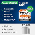 StrellaLab Omega 3 for Dogs - (180Ct) Fish Oil Treats - Allergy & Itch Relief Skin & Coat Supplement - Dry Itchy Skin, Anti Shedding & Hot Spots Treatment - Pet Salmon Oil Chews - Chicken Flavor