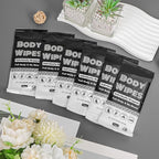 Individually Wrapped Body Wipes Bulk Bath Wipe, Women Men Large Adult Disposable Body Shower Wipes No Rinse-Free Bathing Cloths Wipe for Outdoors After Gym Camping Travel (50, Black, 12 x 10.3 in)
