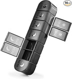 FHORAIN XL AM PM Pill Organizer 2 Times a Day, Fade Resistant Extra Large Weekly Pill Box 7 Day, Double-Sided 14 Compartments for Vitamins, Fish Oil, Supplements & Gummies (Black)