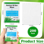Timgle 200 Pcs Denture Cleaning Wipes Refreshes Mouth Deep Cleaning Wipes for Remove Denture Adhesive, Food Debris, Stains and Odor (Classic)