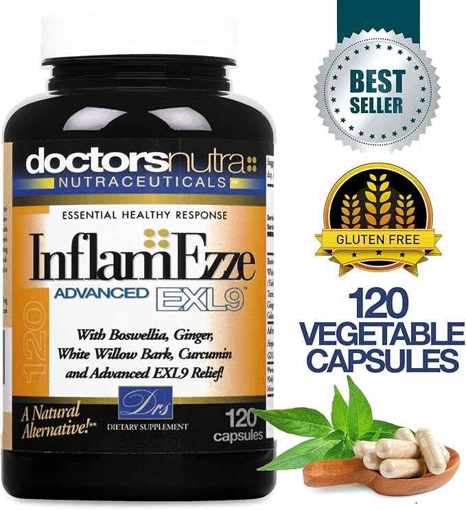 InflamEzze - Turmeric, Curcumin, Ginger Supplement - Gluten-Free (120 Count)