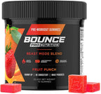 Bounce Pro Pre Beast Mode Workout Gummies with Caffeine, Beta-Alanine & L-Tyrosine for Energy, Focus & Training Intensity (70 Count (Pack of 1), Fruit Punch)