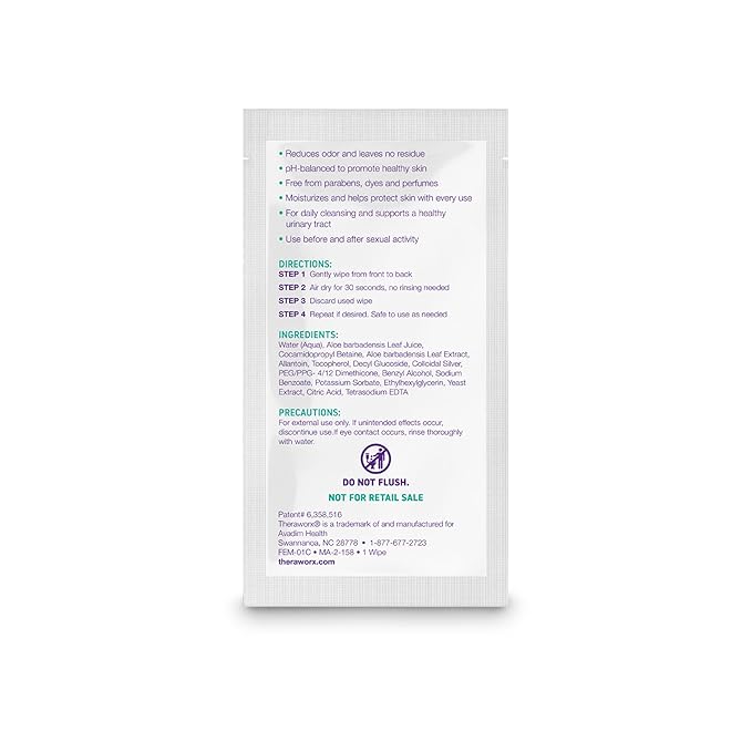 Theraworx Harmony Gentle Daily Cleansing Feminine Wipes Fragrance Free, Reduces Odor, Individually Wrapped, Travel Size – 15 Count