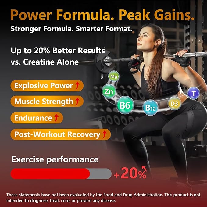 Creatine Gummies for Women, 5000mg Pre-Workout Muscle Strength & Energy Support, 0 Sugar Creatine Gummy with L-Taurine, Zinc, B12 B6, Strawberry Flavor, Vegan - 120 Gummies