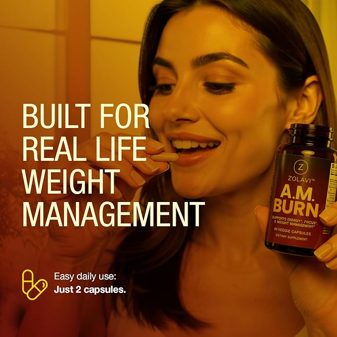 A.M. Burn GLP-1 Supplement Weight Loss Support | Berberine +Picolinate, Green Tea & BioPerine | Developed by Weight Management Experts | Glp1 High Absorption | USA Made, GMP Certified, 60 Caps