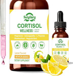Cortisol Liquid Drops Support Supplements for Men and Women, Cortisol Detox Hormone Balance with Magnesium, Ashwagandha, L-theanine for Mood Support, Lemon Flavor, 60ml