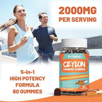 2 Pack Sugar Free Ceylon Cinnamon Gummies 2000MG, Cinnamon Supplement with Chromium and Cinnamon Bark, Vegan, Non-GMO, Gluten Free,120 Gummies