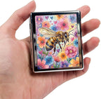 Weekly Pill Organizer, Metal Pill Box with 8 Compartments, Small Travel Pill Case for Purse Pocket, Medicine Vitamin Supplement Organizer (Honey Bee)
