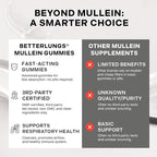 Betterbrand Mullein Chewable Gummies for Lung Cleanse and Detox, Respiratory Health Supplement, 1000mg Mullein Extract per Serving, 60 Gummies - 30 Day Supply - Pear Flavored