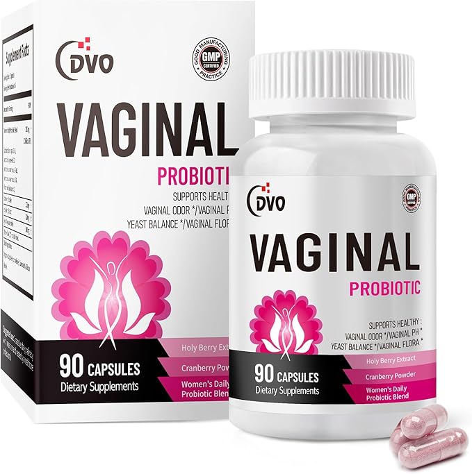 DVO Vaginal Probiotics for Women,pH Balance,60 Billion CFU with Prebiotics & Lactobacillus,Healthy Odor, Yeast Balance & Flora Support for Immune Health 90 Count
