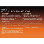 QOOQ Turmeric Kojic Acid Soap for Dark Spots Remover – Facial Cleansing Bar with Vitamin C, Retinol, Collagen, Vitamin E, Glycerin, Shea Butter & Castile Olive Oil – Soap for Women & Men (120g x 2)