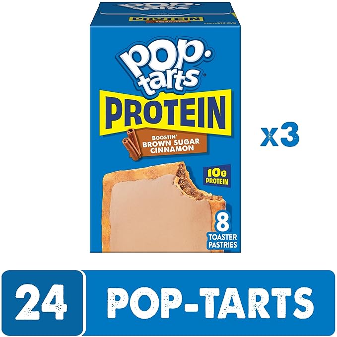 Pop-Tarts Protein Toaster Pastries, 10g Protein, Boostin' Brown Sugar Cinnamon (24 Pop-Tarts)