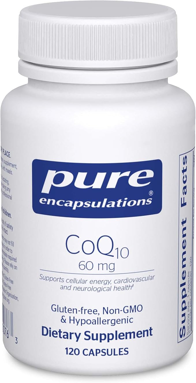 Pure Encapsulations CoQ10 60 mg | Coenzyme Q10 Supplement for Energy, Antioxidants, Brain and Cellular Health, Cognition, and Cardiovascular Support* | 120 Capsules
