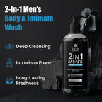 Skin Elements 2-in-1 Body Wash & Intimate Wash for Men| Deep Cleansing Shower Gel| Infused with Activated Charcoal & Neem Extracts| Thicker Consistency | Controls Odor| All Skin Types | 16.9 fl oz