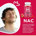 CFILIHTC (2 Pack) NAC Gummies 600mg, N Acetyl Cysteine Supplement with Glutathione, Resveratrol, Magnesium, CoQ10, NAC Chewable for Antioxidants & Immune Support, Strawberry Flavor 120 Gummies