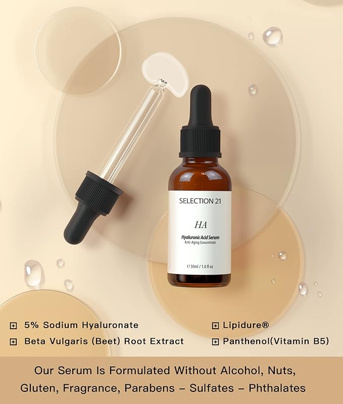 Advanced Hyaluronic Acid Serum for Face Anti Aging with 5% Hyaluronic Acid Complex, Hydrating Stem Cell Serum for Skin 1 Fl OZ.(pack of 1)