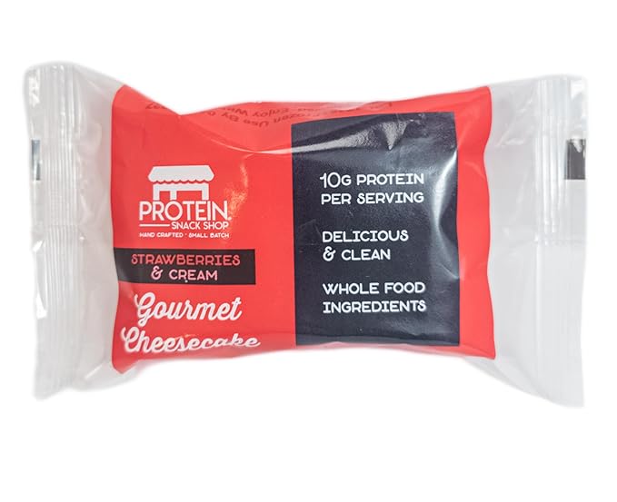 Low Carb Protein Cheesecake Bars | High Protein, Gluten-Free, Clean Ingredients Snack Bars (8, Strawberry)