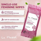 LA Fresh Feminine Hygiene Wipes with Aloe Vera Chamomile, Cucumber and Vitamin E for Refreshing - Travel Size Wipes for Women Gift Set - 3 Pack, 30 Count