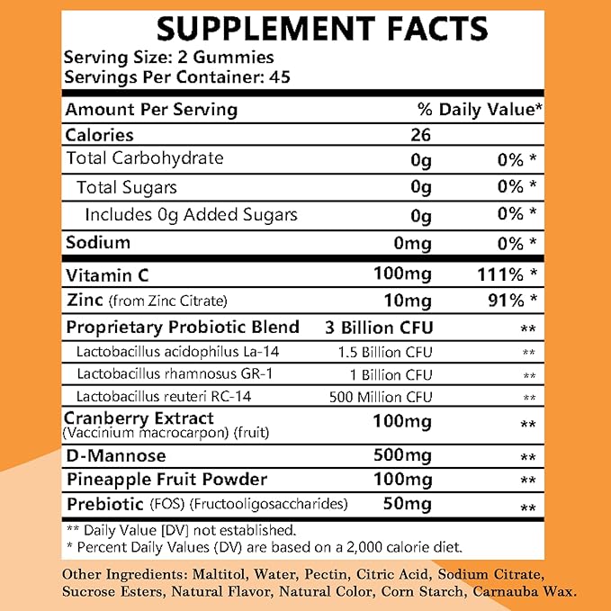 Pineapple Gummies for Women pH, Feminine Balance, Vaginal Health, Female Probiotics Gummy, Wellness Support, Vegan, Gluten-Free, Hawaiian Pineapple 90 Gummies 45 Servings