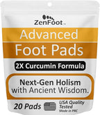 Advanced Foot Pads with Turmeric Curcuminoids, Zeolite & Ginger, 20 Foot Patches, Premium & All-Natural Complex