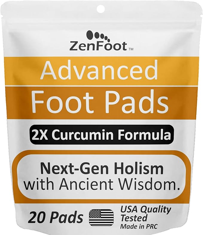 Advanced Foot Pads with Turmeric Curcuminoids, Zeolite & Ginger, 20 Foot Patches, Premium & All-Natural Complex