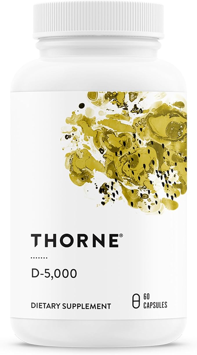 THORNE - Vitamin D-5,000 - Vitamin D3 Supplement - Supports Healthy Bones, Teeth & Muscles, Plus Cardiovascular & Immune Function* - NSF Certified for Sport - Gluten, Dairy & Soy-Free - 60 Capsules