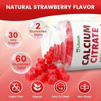 Calcium Citrate Gummies 1200mg, High Absorption Calcium Supplements with Vitamin D3, K2, Magnesium, Zinc for Bone, Muscle & Immune Support, Calcium Gummies for Women & Men, Strawberry Flavor 120 Count