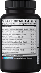DEDICAD 12in1 Black Cohosh 5-Month Supply for Menopause Support Supplement with Dong Quai, Chasteberry, Red Raspberry, Licorice, Wild Yam & More - 150 Capsules