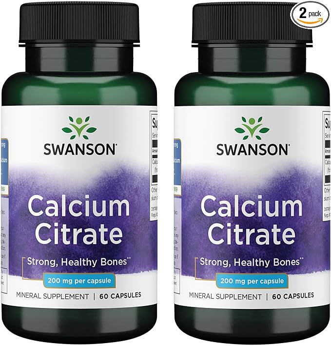 Swanson Calcium Citrate 200 mg 60 Caps (2 Pack)