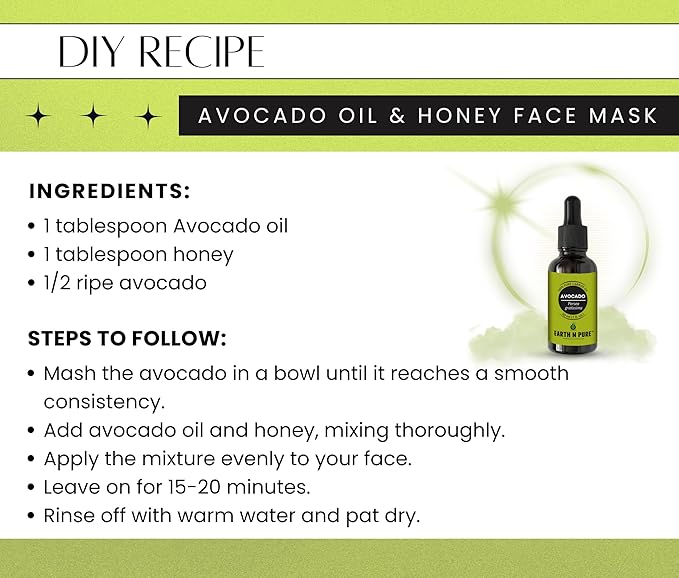 Earth N Pure Avocado Oil Cold Pressed, Natural and Therapeutic Grade for Hair and Skin - 30 ml