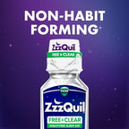 ZzzQuil Liquid Sleep Aid, Diphenhydramine 50mg HCI, Free & Clear, Free of Alcohol and Artificial Dyes, Nighttime Sleep Aid Liquid, Non-Habit Forming, Strawberry Flavored, 2 Pack, 24 FL OZ