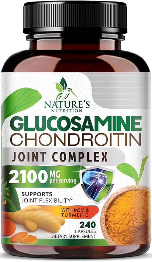 Glucosamine Chondroitin MSM - Joint Support Supplement for Joint Mobility, Comfort and Cartilage Support For Men and Women - Glucosamine Complex Supplements with Turmeric & Boswellia - 240 Capsules