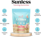 UVBites - Tanning Gummies - Self Tan Supplement - Tanning Pill - Fast Acting & Debloating Melanin Supplement with Beta Carotene, Astaxanthin, Niacinamide - Glow Up Skin (60 Count, Pink Lemonade)