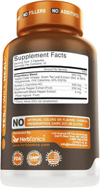 Herbtonics Thermogenic Supplement | Metabolic Health & GLP-1 Support for Men & Women | Clean Energy & Mental Focus | ACV, Green Tea Extract & Caffeine | 120 Veg Capsules