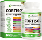 10-in-1 Cortisol Supplement with Magnesium,Ashwagandha,Rhodiola Rosea,L Theanine,Hormone Balance for Women 120 Vegan Capsules