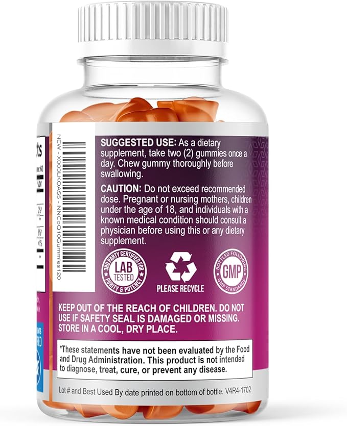 CoQ10 Gummies - Coenzyme Q10 100mg Per Serving - 3X Strength, High Absorption, Antioxidant Supplements for Heart Health Support & Energy Production, Ultra Coq 10 Vitamins Supplement - 120 Gummies