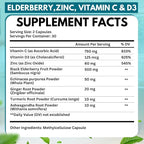2 Pack Elderberry Immune Support Supplement 8-in-1 Formula with Echinacea, Vitamin C & Zinc, Vitamin D 5000 IU, Turmeric, Ginger, Ashwagandha – 60 Capsules Each