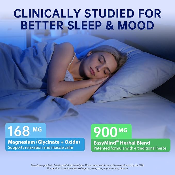 Magnesium Oxide & Glycinate Extra Strength Supplement for Sleep & Relaxation, High Absorption, Stress Relief, Melatonin-Free, Cortisol Support, 60 Capsules